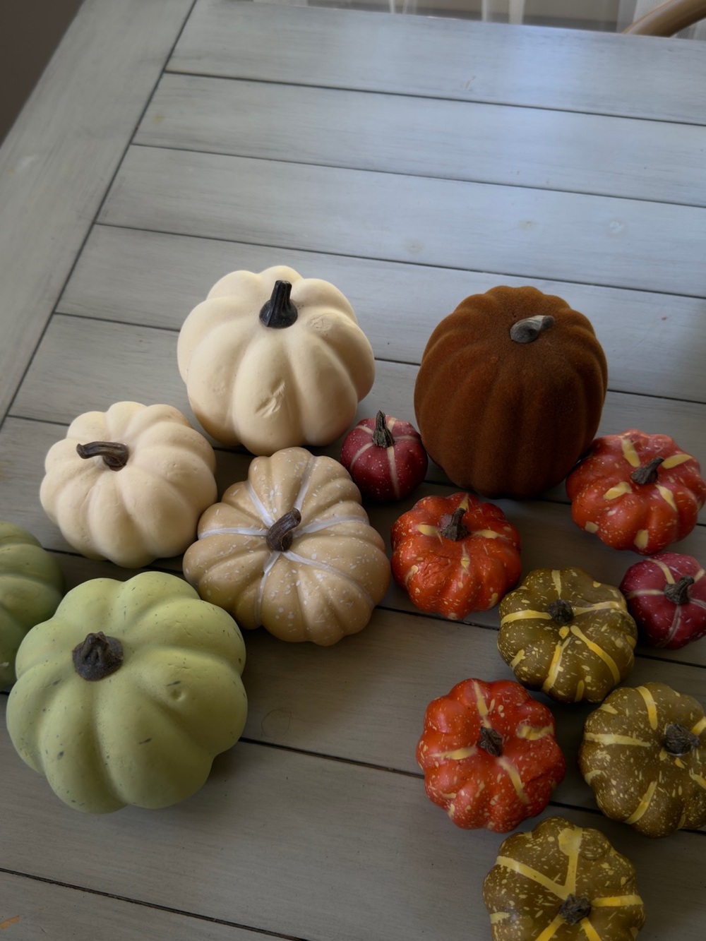 Autumn Decorative Foam Pumpkin Set in Cream, Brown, Green, Orange